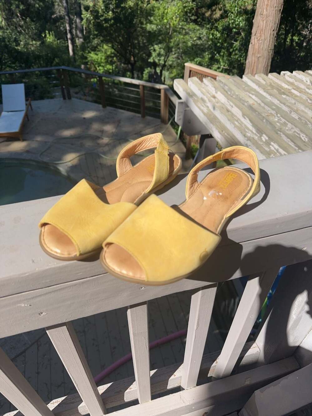 Born Yellow Leather Slingback Peep Toe Sandals